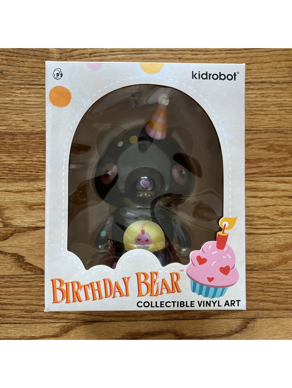 2018 KidRobot Care Bears Birthday Bear by Kathie Olivas Black Vinyl Art Figure